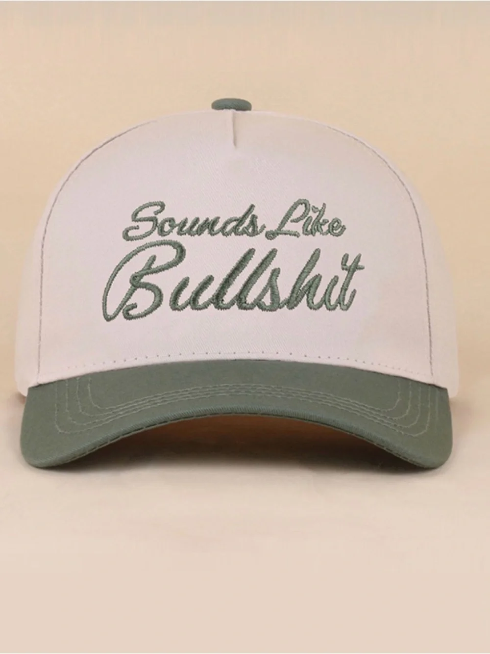 Zenana Sounds Like Bullsh*t Novelty Baseball Hat Forest Green